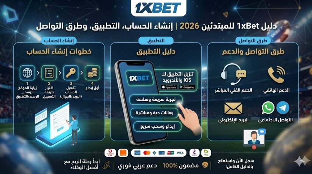 دليل 1xBet للمبتدئين 2026 - كيفية إنشاء الحساب وتحميل التطبيق والشحن مع وكيل مصر Eagle5Cash